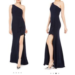 Blondie Nites Navy One-Shoulder Maxi Dress